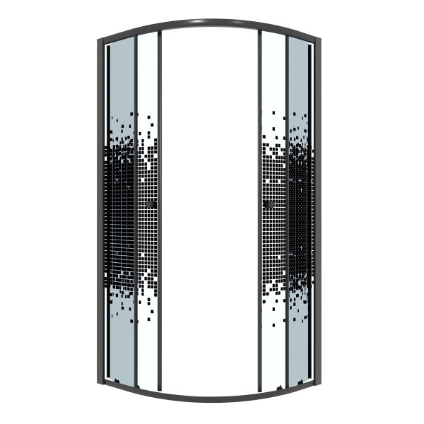 Душевое ограждение Niagara Eco NG-1007-14BLACK (90х90х190) четверть круга,раздвижное,черный,стекло мозаика