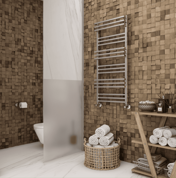 Полотенцесушитель водяной TERMINUS Нойс П18 500х1200 в комплекте с вентилями 3/4 на 1/2