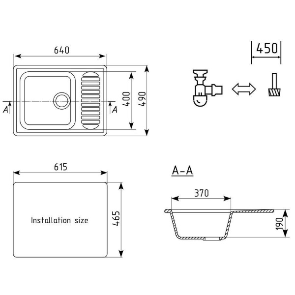 Кухонная мойка Ulgran U-202-308, черный