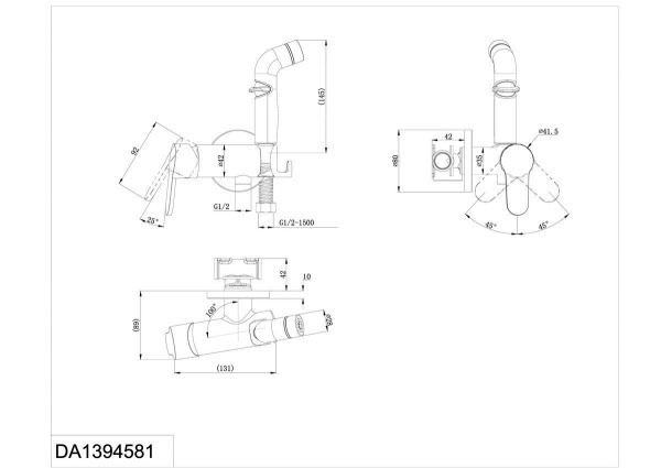 Смеситель для душа D&K Rhein.Marx DA1394581 с гигиеническим душем встраиваемый