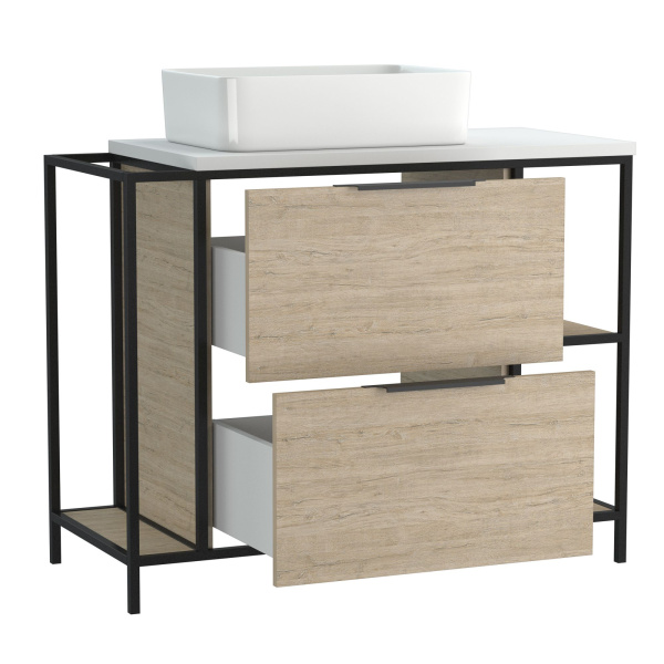 Тумба под раковину напольная Cersanit BOSQUET 100 для CREA 50 дуб, 63013