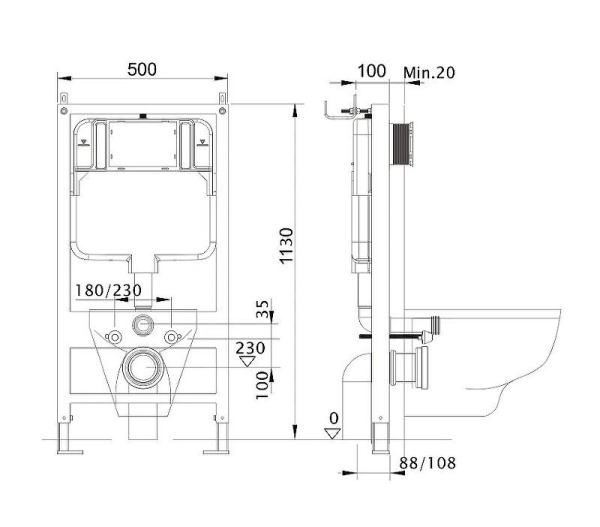 Комплект инсталляции с унитазом AQUATEK ВЕГА cmp
