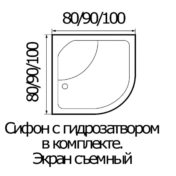 Поддон душевой Wemor 80/43 C полукруг 800x800x430 мм