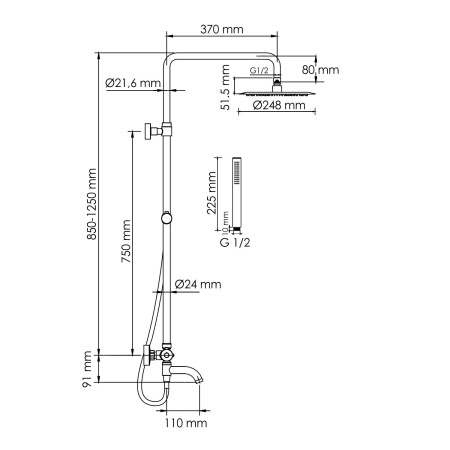 A288.258.217.BM Thermo Душевой комплект WasserKRAFT с термостатическим смесителем