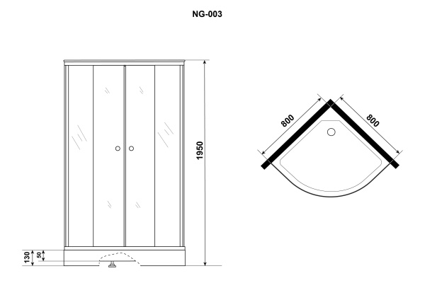 Душевой уголок Niagara Eco NG-003-14T (800х800х1950) низкий поддон