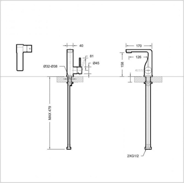 Смеситель для раковины Bravat Arc F16061C-2-ENG, хром