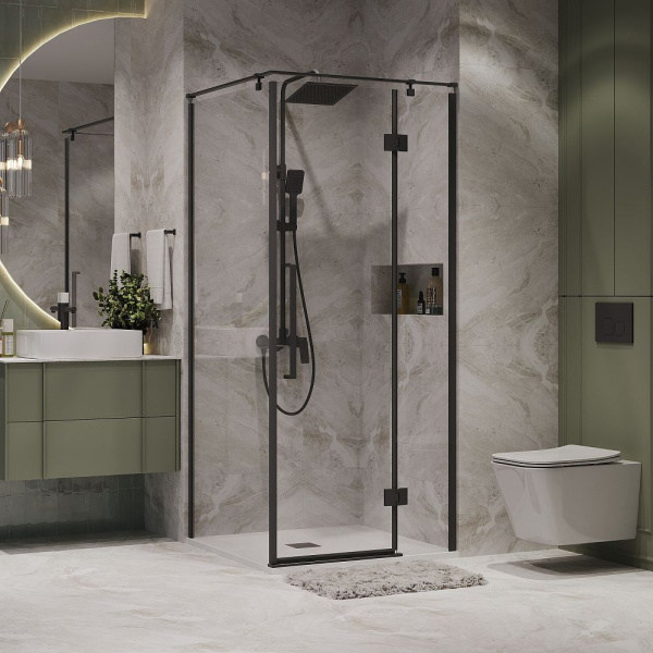 Душевое ограждение  Niagara Nova  NG-6831-34BLACK (90*90*195) квадрат, двери распашные