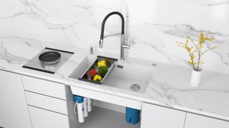 Мойка LUMI 74UNI-SKEW, IT-GRANIT, LU74SK-WH, белый, 740х440, Paulmark