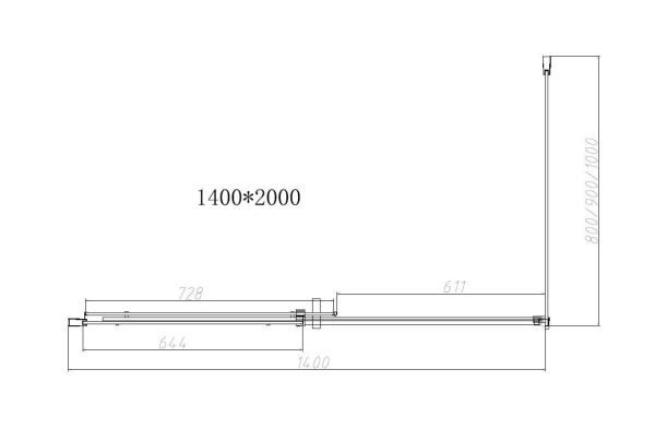 Душевой уголок Vincea Dice VSR-4D1014CLB, 1400*1000, черный, стекло прозрачное