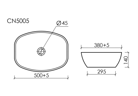 Умывальник чаша накладная овальная Элемент (Element) 500x380x140мм