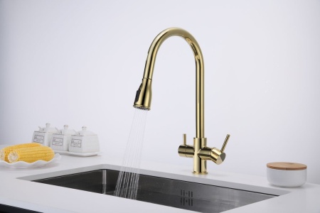 Смеситель для кухни LANGE, золото, La214212-G, Paulmark