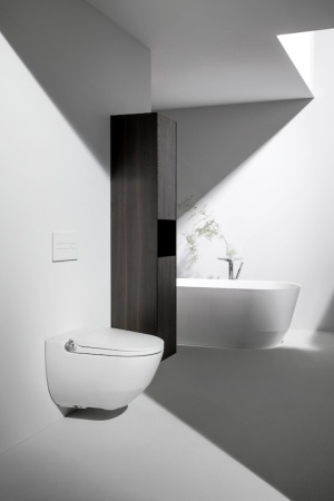 Подвесной электронный унитаз Cleanet Riva 39,5х60 см, белый матовый, безободковый, функция биде, с сиденьем 8.2069.1.757.000.1