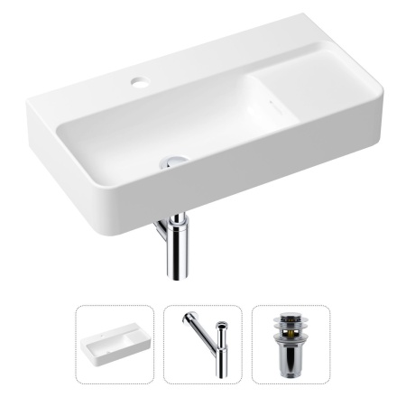 Комплект 3 в 1 Lavinia Boho Bathroom Sink 21520522: накладная фарфоровая раковина 60 см, металлический сифон, донный клапан