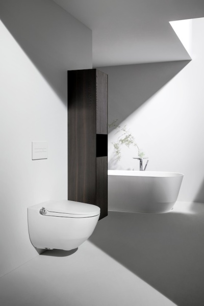 Подвесной электронный унитаз Cleanet Riva 39,5х60 см, белый матовый, безободковый, функция биде, с сиденьем 8.2069.1.757.000.1