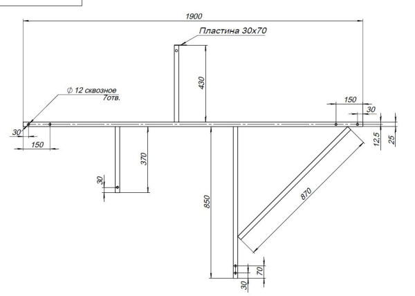 Каркас сварной для акриловой ванны Aquanet Capri 170x110 L/R