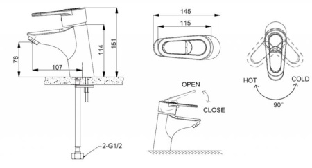 Смеситель для раковины Bravat LOOP F1124182CP-RUS, хром