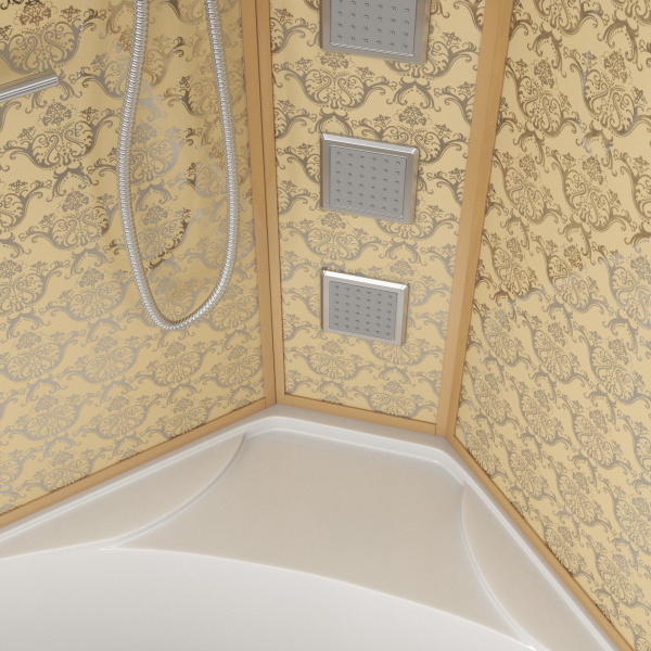 Душевая кабина Niagara Luxe NG-7744G 120x120х215, высокий поддон, стенки золото