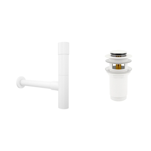 Комплект 3 в 1 Lavinia Boho Bathroom Sink 21520465: врезная фарфоровая раковина 60 см, металлический сифон, донный клапан