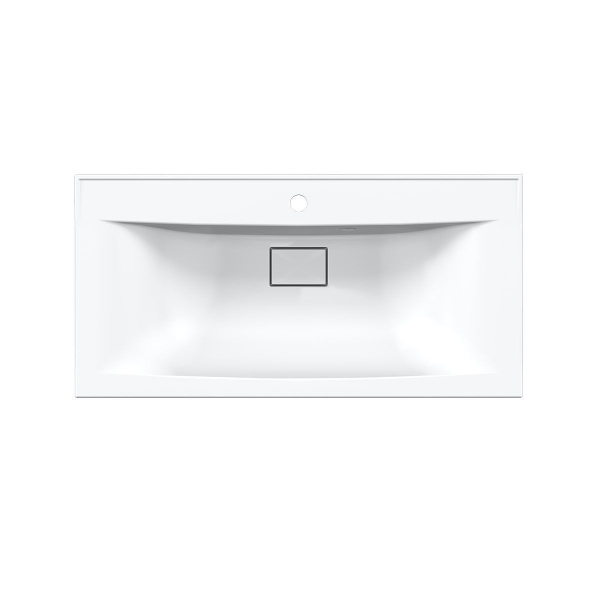 Тумба Vincea Mia 900 подвесная, 2 выкатных ящика soft close, R.Wood с умывальником VCB-3M900W из искусственного камня, цвет белый