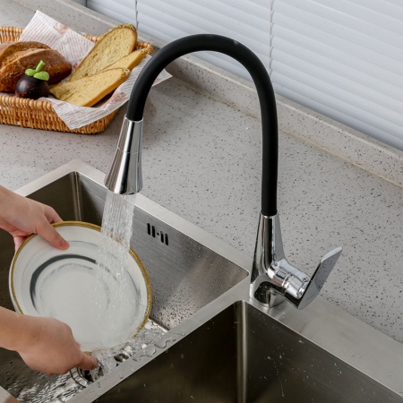 Смеситель для кухни с гибким изливом и режимом душ FRAP F4471, хром