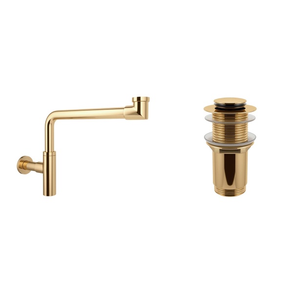 Комплект 3 в 1 Lavinia Boho Bathroom Sink 21520319: накладная фарфоровая раковина 42 см, металлический сифон, донный клапан