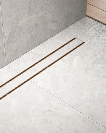 Душевой лоток TIMO Drain System 1000 с двусторонней панелью "plate" под плитку, Розовое золото