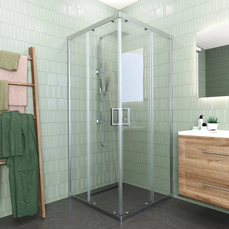 Душевой угол Veconi Rovigo RV-11, 800x800x1950, хром, стекло прозрачное