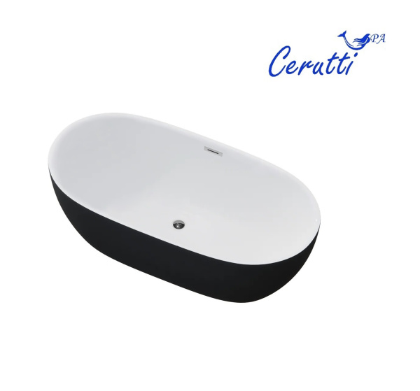 Ванна SKYE170GMB акриловая (1700x750x600) отдельностоящая, черная матовая снаружи, белая внутри, со сливом-переливом Ceruttispa