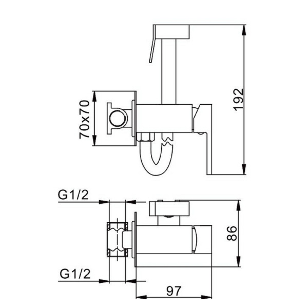 Гигиенический душ со смесителем Splenka S98.52.07, серый