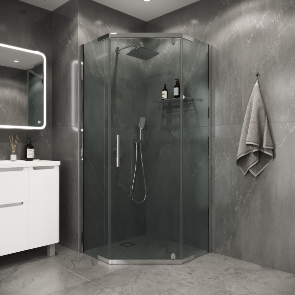 Душевое ограждение Niagara Eco NG-1010-14D (100х100х190) трапеция,распашное,хром,стекло прозрачное