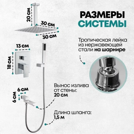 Душевая система скрытого монтажа Grocenberg GB5089CR-2 Хром