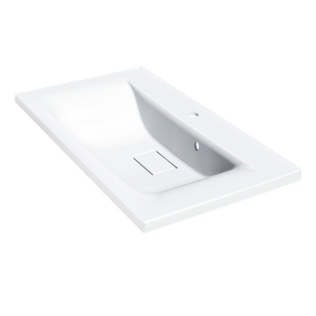 Тумба Vincea Mia 800 подвесная, 2 выкатных ящика soft close, R.Wood с умывальником VCB-3M800W из искуственного камня, цвет белый