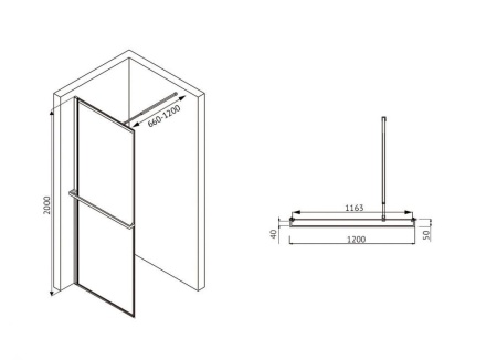 Душевая перегородка ABBER Immer Offen AG60120B8