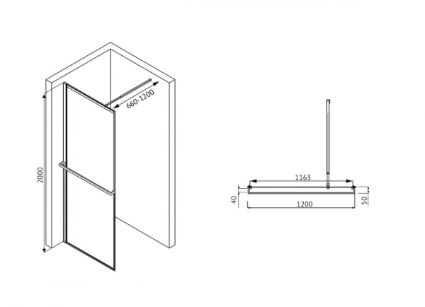 Душевая перегородка ABBER Immer Offen AG60120B