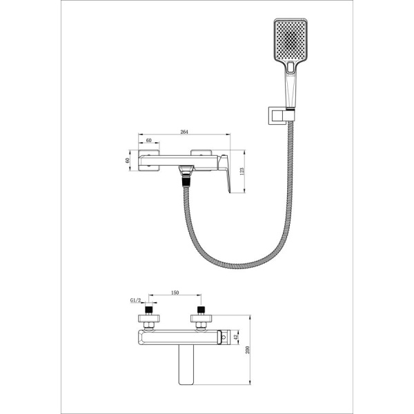 Смеситель для ванны с душем WONZON & WOGHAND, Черный матовый (WW-88639011-MB)