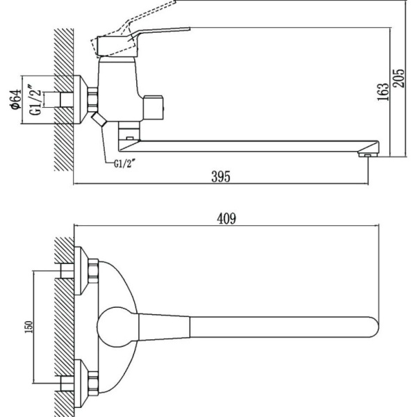 Смеситель для ванны Fmark FM2263, хром