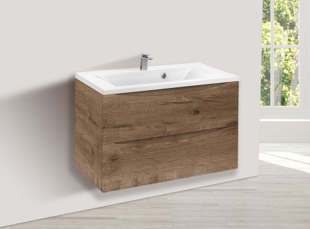 Тумба под раковину Vincea Mia 800 подвесная, 2 выкатных ящик soft close, V.Oak
