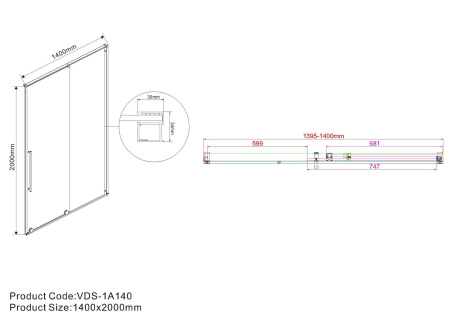 Душевая дверь Vincea Arno VPS-1A140CL, 1400, хром, стекло прозрачное