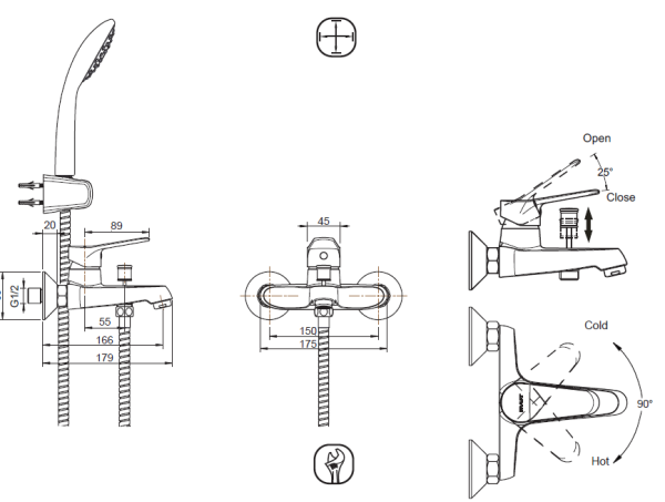 Смеситель для ванны Bravat Eco F6111147C-B с коротким изливом