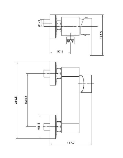 Смеситель для душа Cersanit ELIO однорычажный, 63046