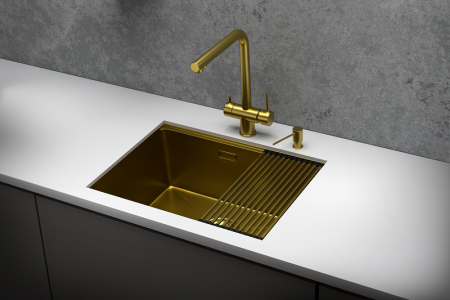 Мойка для кухни Granula Kitchen Space 6045U золото сатин, 60х44,5 см, прямоугольная