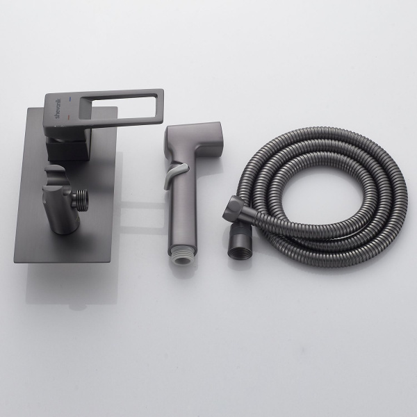 Гигиенический душ со смесителем Shevanik S127T, оружейная сталь