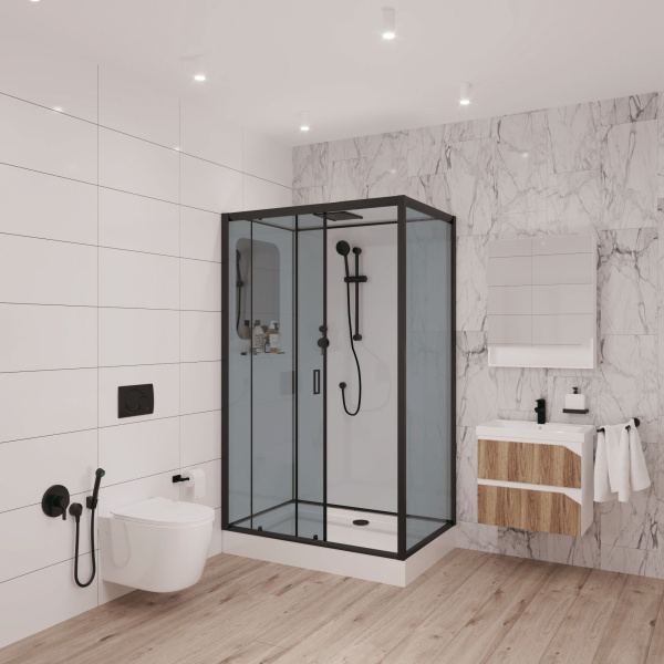 Душевая кабина Niagara Premium NG-6912-01QR BLACK 120х80х210, низкий поддон 16 см, стекло тонированное