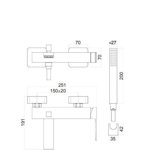 Смеситель для ванны Fiore Kube 100CR8552 хром