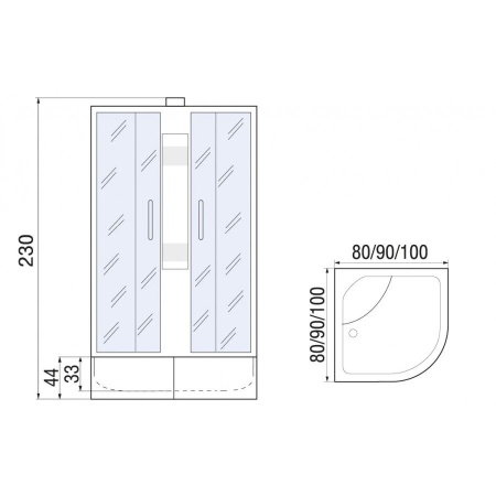 Душевая кабина River DESNA XL 90/44 TH, 90x90x230