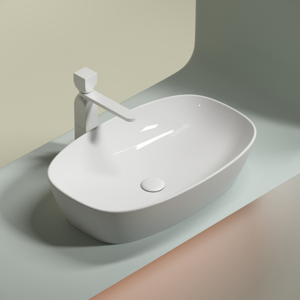 Умывальник Ceramicanova чаша накладная овальная (цвет Белый Матовый) Element 608x385x122мм