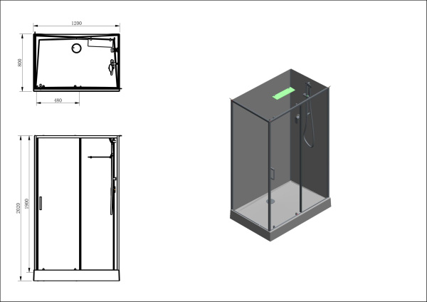 Душевая кабина Aquanet Passion EVO 120L Black 120x80