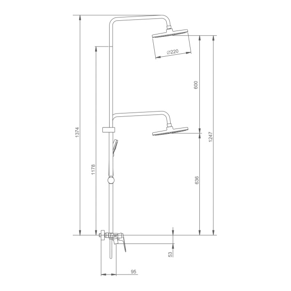 Душевая система Splenka S53.24.06, черный
