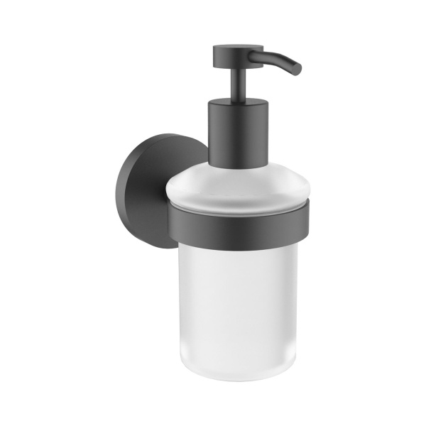 Акционный набор аксессуаров для ванной комнаты 5 в 1 Wellsee Finishing Touch 182512002: дозатор для жидкого мыла, мыльница, крючок 2 шт, стакан для зубных щеток и пасты (цвет черный матовый)