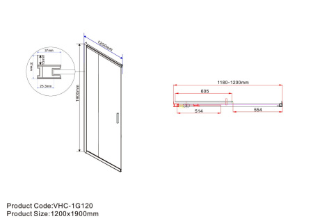 Душевой уголок Vincea Garda VSS-1G9012CGB, 1200*900, черный, стекло тонированное